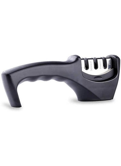 Buy Kitchen Knife Sharpener - 3-Stage Knife Sharpening Tool Black in Egypt