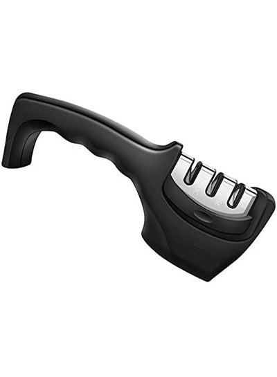 اشتري Kitchen Knife Sharpener 3-Stage Knife Sharpening Tool Helps Repair Restore And Polish Blades Black في مصر