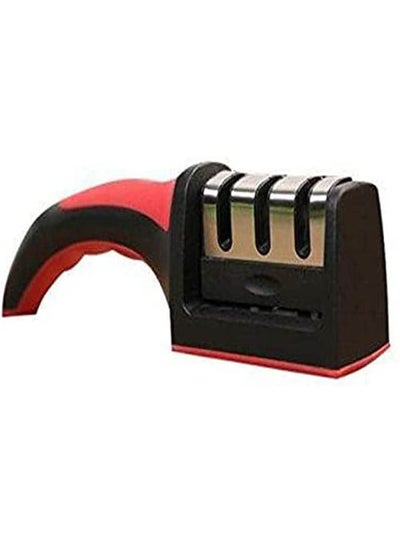 Buy Kitchen Knife Sharpener Professional 3 Stage Sharpening System For Steel Knives Black in Egypt