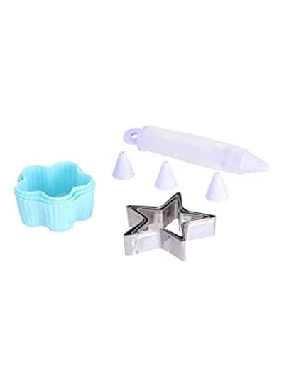 Buy Cake Decoration Set - 3 Star Cookie Cutters Decorating Pen 3 Funnels And 3 Silicon Molds Multicolour in Egypt