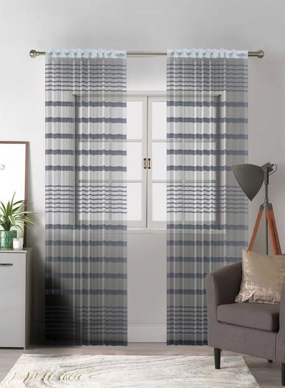 اشتري 1 Panel Of Tulle Stripe Easy Curtain Dark Grey 1.5x2.8meter في مصر