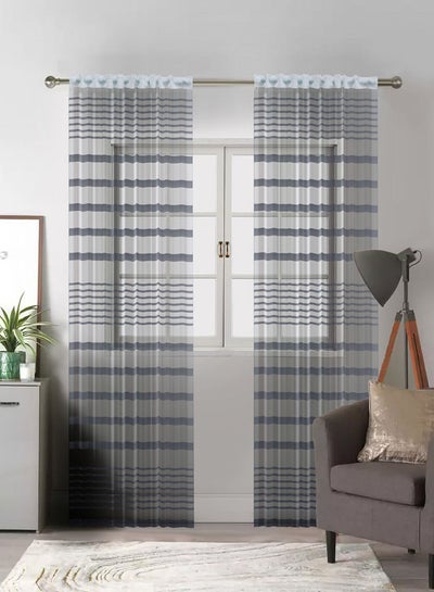 Buy 1 Panel Of Tulle Stripe Easy Curtain Dark Grey 1.5x2.8meter in Egypt