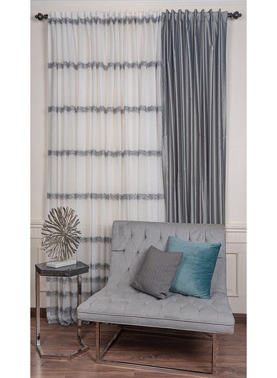 اشتري 1 Panel Of Plain Silky Shine Side Croma Curtain greige 1.4x2.8meter في مصر