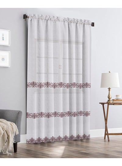 اشتري 1 Panel Of Embroidered Tulle Stitch Curtain Kashmir-White 3x2.8meter في مصر