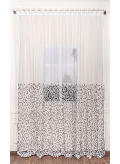 اشتري 1 Panel Of Print-Textured Linen-Like Roman Curtain Brown 3x2.8meter في مصر