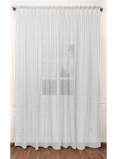 اشتري 1 Panel Of Plain Linen Sheer Airdot Curtain White 3x2.8meter في مصر