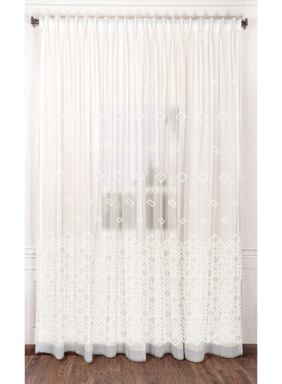 اشتري 1 Panel Of Embroidered Tulle Roma Curtain White 3x2.8meter في مصر