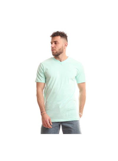 اشتري Casual Plain Basic V-Neck T-Shirt Mint في مصر