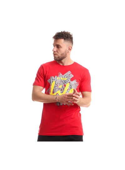 Buy Casual Printed Round Neck T-Shirt Red in Egypt