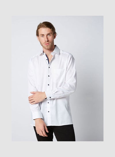 Buy Casual Plain Basic Collared Neck Long Sleeve Shirt White in Egypt