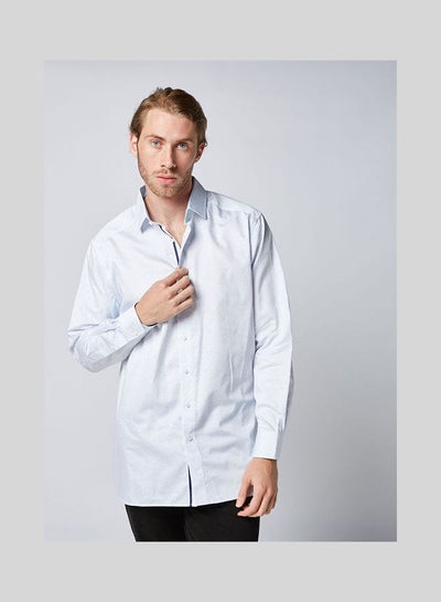 Buy Casual Plain Basic Collared Neck Long Sleeve Shirt SkyBlue in Egypt