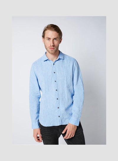 Buy Casual Plain Basic Long Sleeve Shirt Sky Blue in Egypt