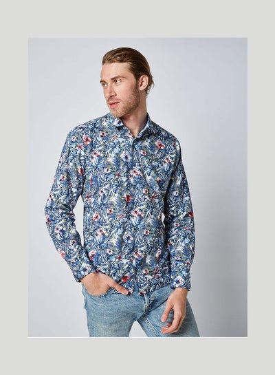 اشتري Casual Floral Long Sleeve Shirt Blue في مصر