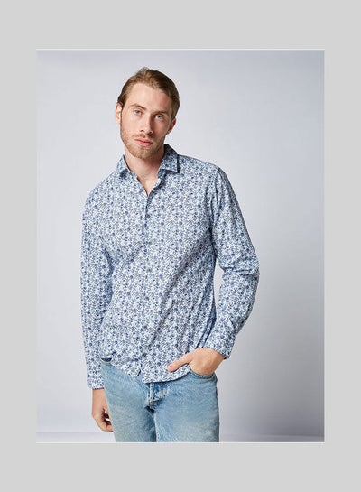 Buy Casual Floral Long Sleeve Shirt Blue in Egypt
