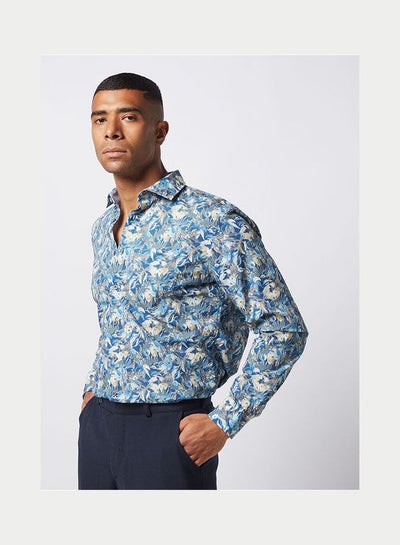 Buy Casual Floral Long Sleeve Shirt Blue in Egypt