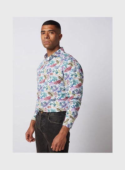 اشتري Casual Floral Long Sleeve Shirt White-Multi في مصر