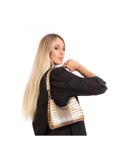 اشتري Fashionable Leather Shoulder Bag Gold في مصر