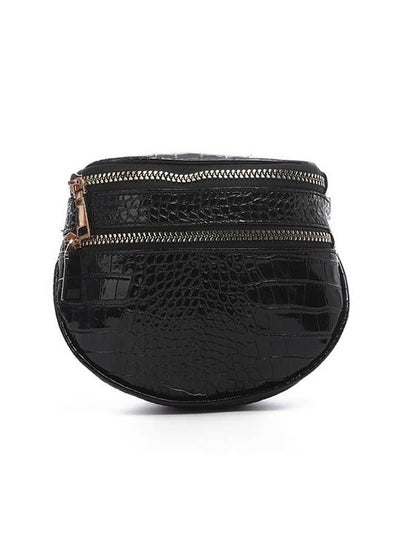 Buy Leather Reptile Pattern Waist Bag Black in Egypt