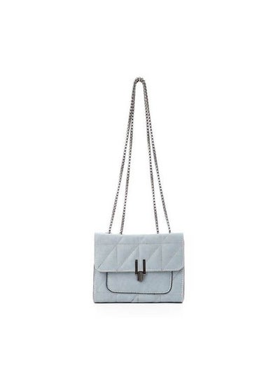 Buy Stitched Cross-Body Bag With Metal Handle Blue in Egypt
