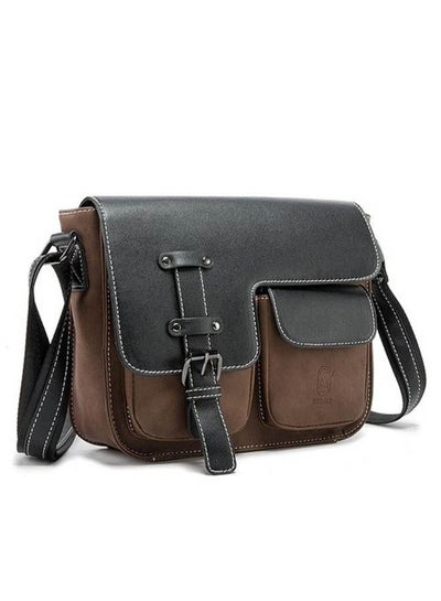 Buy Leather Shoulder Multi-Pocket Business Crossbody Bag Brown in Egypt