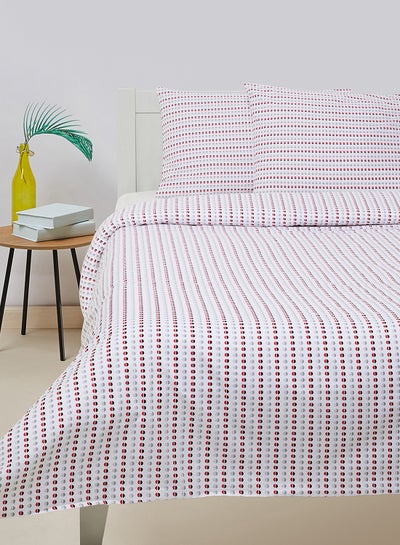 اشتري Duvet Cover Set- With 1 Duvet Cover 160X200 Cm And 2 Pillow Cover 50X75 Cm - For Double Size Mattress - Red 100% Cotton 144 Thread Count Cotton Red في السعودية