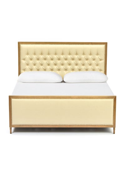 Buy Bed Frame Luxurious - Queen Size Bed - Elegant Stud Collection - Off-White Color - Size 186 X 208 X 110 - Luxurious Home Off-White 186 x 208 x 110cm in Saudi Arabia