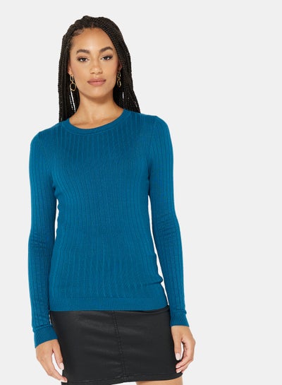 Buy Ribbed Sweater Blue in UAE