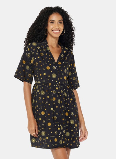 Buy Zodiac Print Dress Black in Egypt