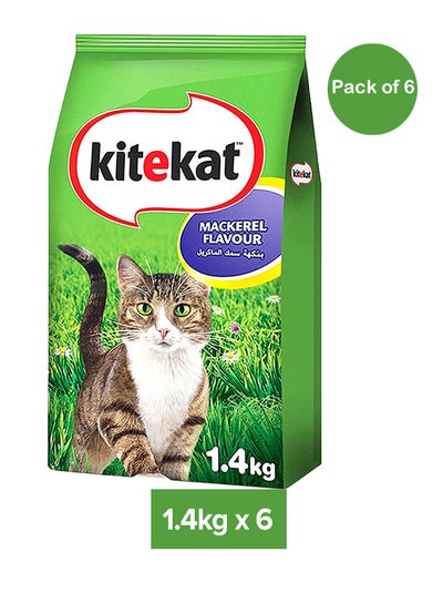 Buy Mackerel Flavour Dry Adult Cat Food 1.4kg Pack of 6 in UAE