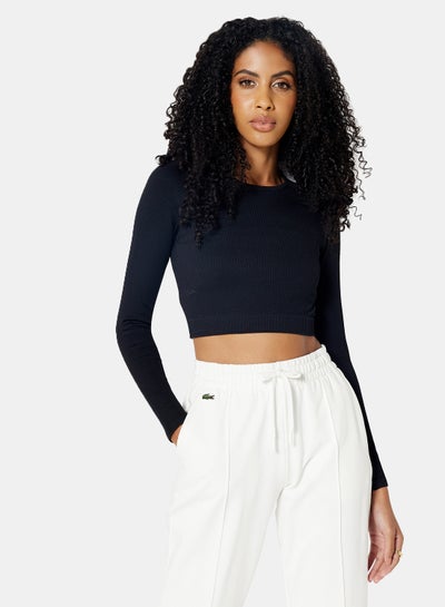 Buy Long Sleeve Crop Top Black in Saudi Arabia