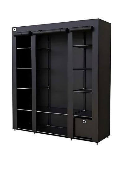 Buy Fabric Wardrobe Organizer Black 130x175x45cm in Saudi Arabia