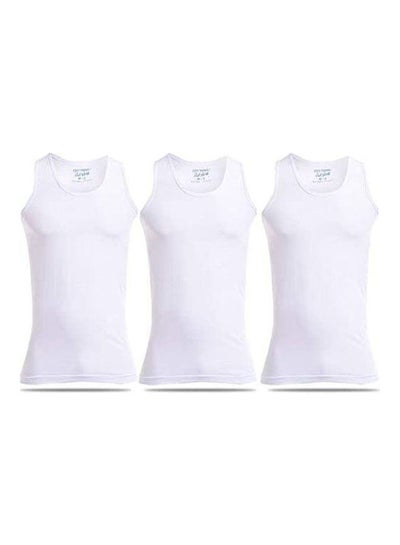 اشتري Combed Sleeveless Under Shirt Set Of 3 White في مصر