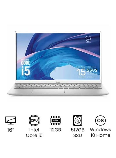 Buy Inspiron 5502 Laptop With 16 Inches Full HD Display, Intel 11th Gen Core i5-1135G7 Processor/12GB RAM/512GB SSD/Intel XE Graphics/Windows 10 Home/International Version English/Arabic Silver in UAE