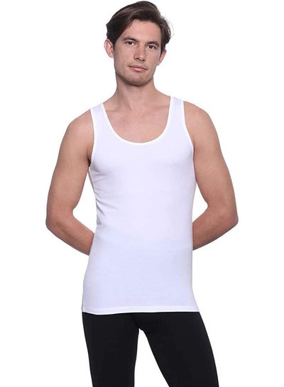 اشتري Round-Neck Solid Sleeveless Undershirt White في مصر