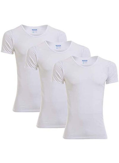 Buy Round-Neck Short-Sleeve Solid Undershirt  Set Of 3 White in Egypt