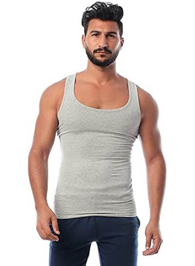 Buy Round-Neck Solid Sleeveless Undershirt For Men Grey in Egypt