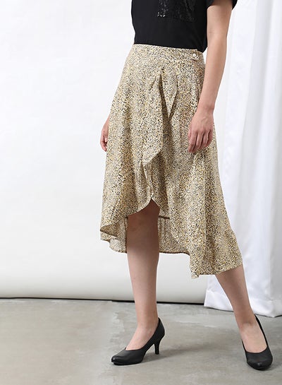 Buy Printed Flared Skirt Yellow Aop in Saudi Arabia