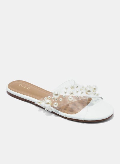 Buy Casual Flat Sandals Clear/White in UAE