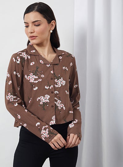 اشتري Floral Printed Blouse Brown Aop في السعودية