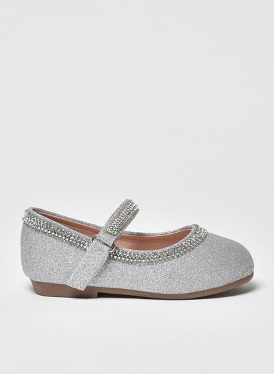 Buy Dyed Pattern Flat Ballerinas Silver in UAE