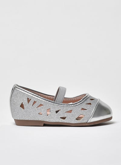 Buy Dyed Pattern Flat Ballerinas Silver in UAE