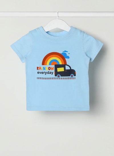 Buy Baby Boys Crew Neck Short Sleeve T-Shirt Sky Blue in UAE