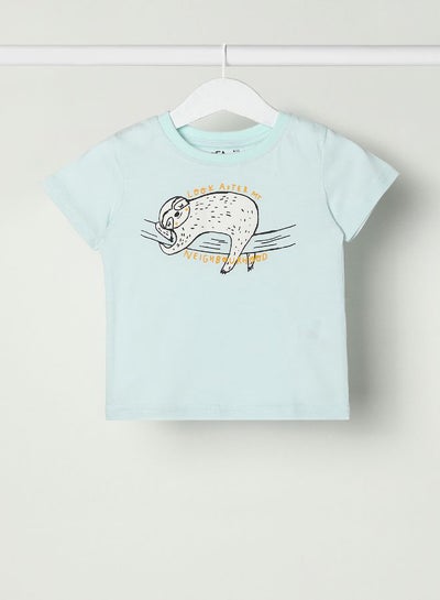 Buy Baby Boys Crew Neck Short Sleeve T-Shirt Mint in UAE