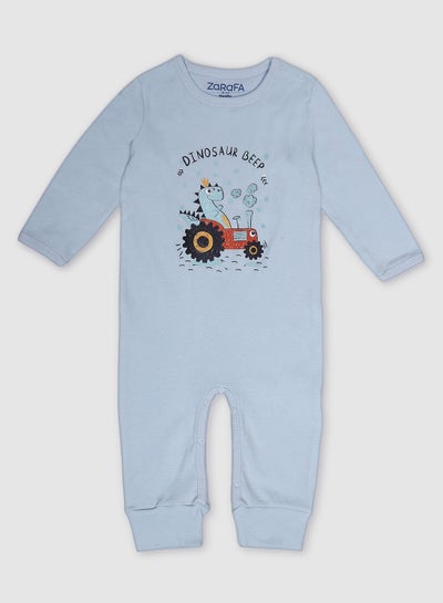 Buy Long Sleeve  Round Neck Sleepsuit Stone Blue in UAE