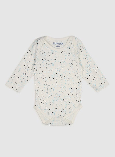 Buy Baby Long Sleeve Round Neck Bodysuit Off White in UAE