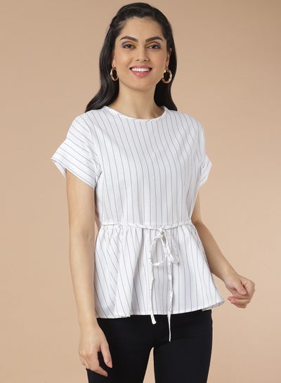 Buy Casual Striped Top White in Saudi Arabia