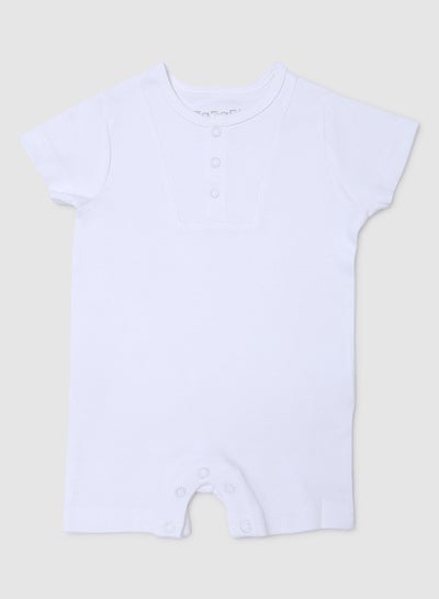 Buy Button Detailed Plain Onesies Pearl White in Saudi Arabia