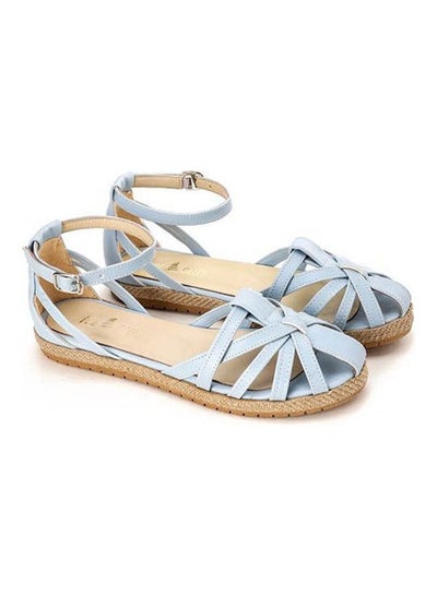 Buy Buckle Closure Leather Sandals Blue in Egypt