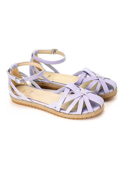 Buy Buckle Closure Leather Sandals Purple in Egypt