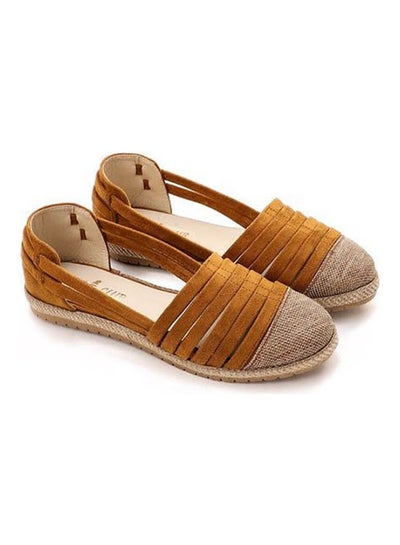 Buy Slip On Suede & Textile Comfy Flat Shoes Brown in Egypt